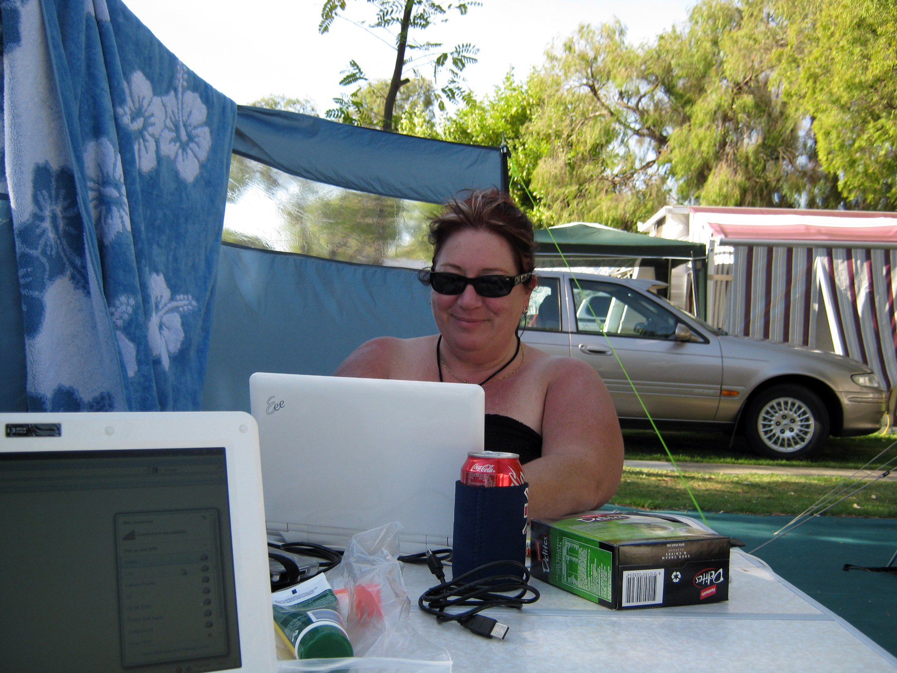 working while camping