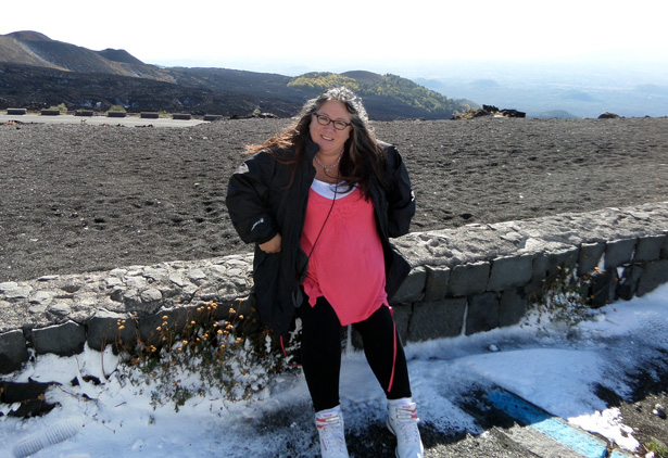 Cindy on Mt Etna, Sicily